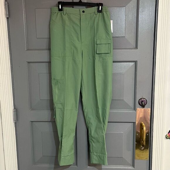 Mott50 Gabrielle Cargo Trouser Pant Matcha Green Soild Pants Sz L NWT - Picture 1 of 8
